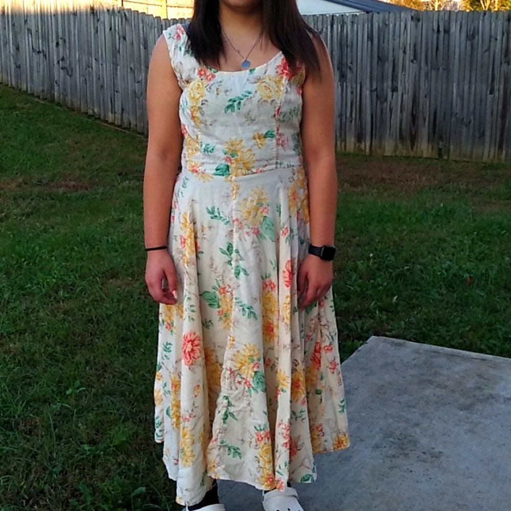Cottage core sleeveless floral romantic grannycore dress size‎ lg